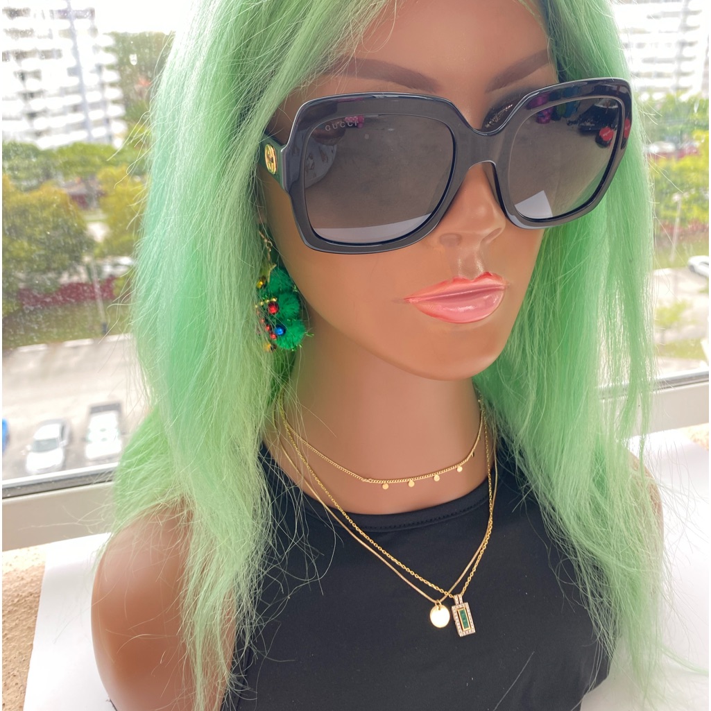 New - Gucci Oversized Square Gg0036s Sunglasses Black